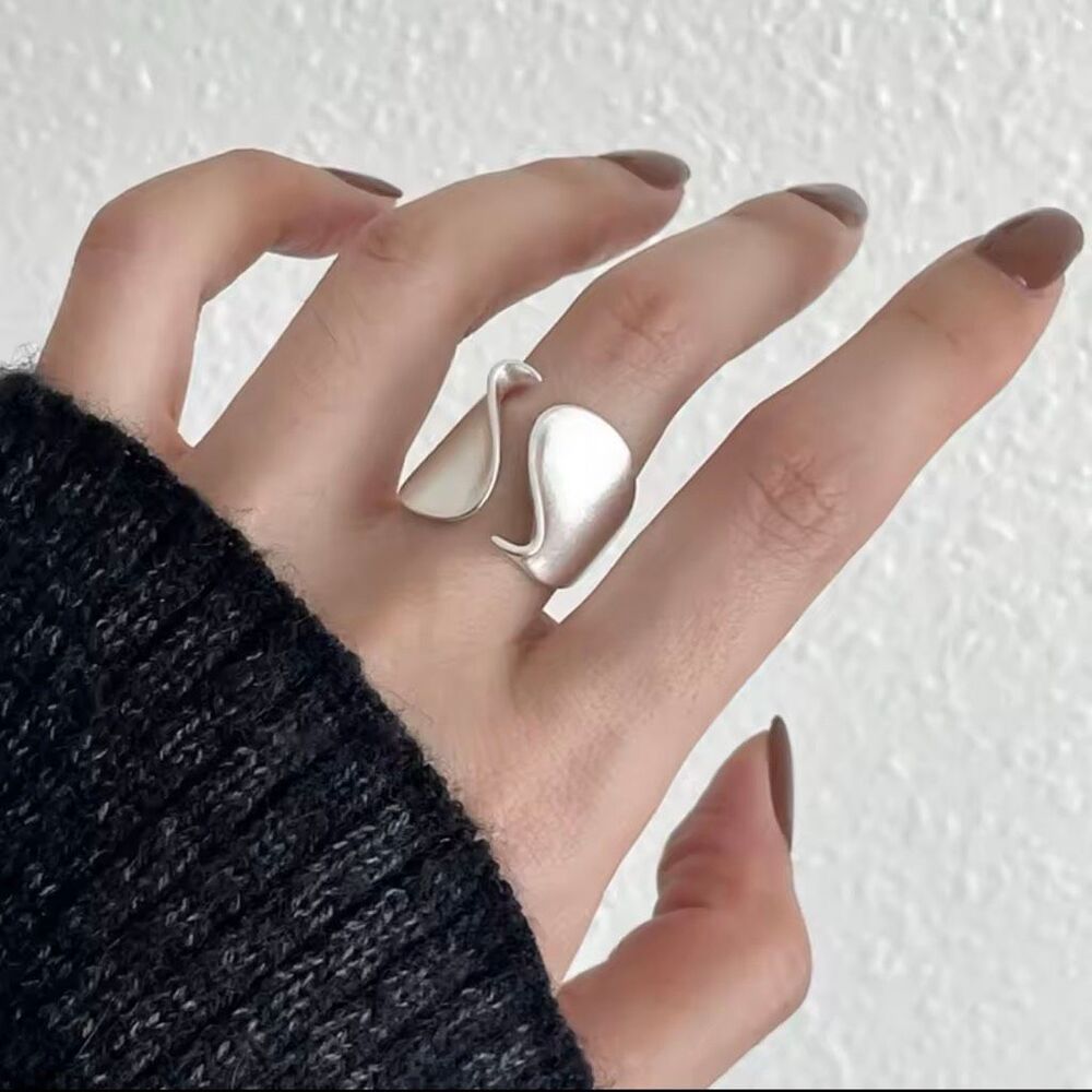 Statement Open Cuff Ring Silver 925 Minimalist Ad… - image 2